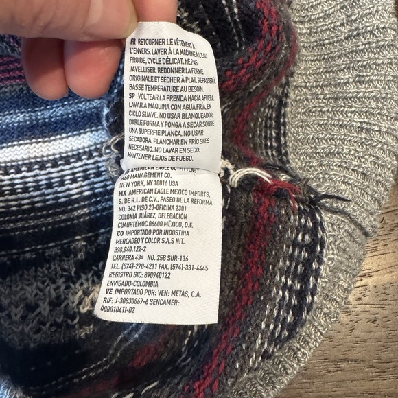 American Eagle‎ Aztec Hooded Pullover Cotton Sweater Kangaroo Pocket Men’s Small - Picture 9 of 11